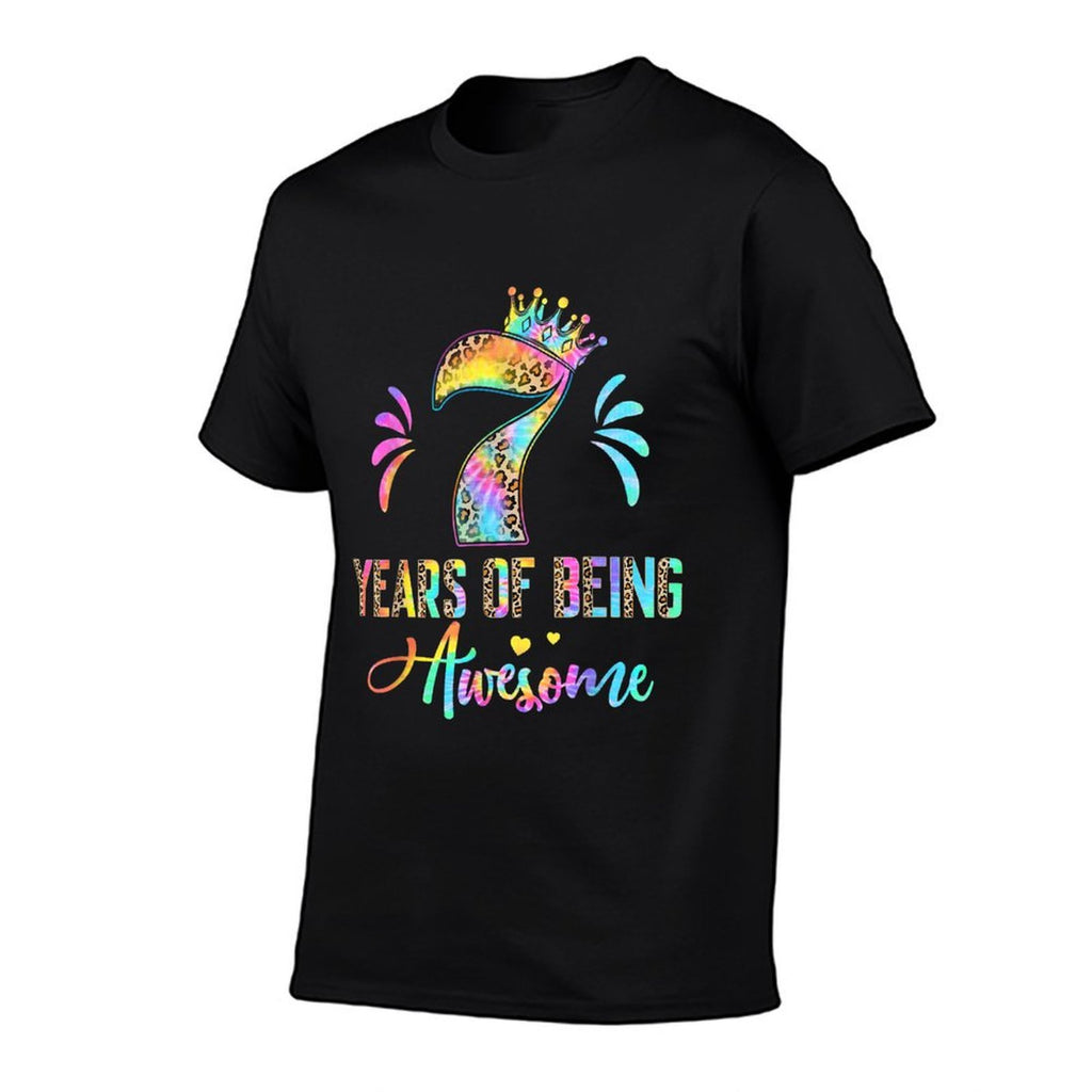 Kids Seven Year Old Rainbow 7th Birthday Leopard For Girls 7  Odor-resistant T-Shirt