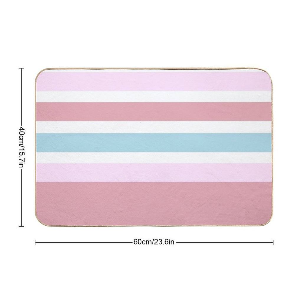 Strawberry And Blue Gum Stripes  Slip-Resistant Bath Mat