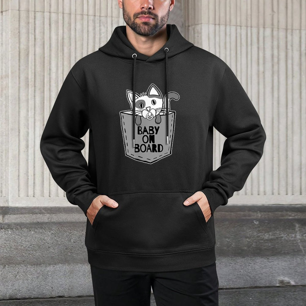 Cute Stray Cat Baby on Board Cat Pocket for Cat Lovers Moisture-Wicking Hoodie