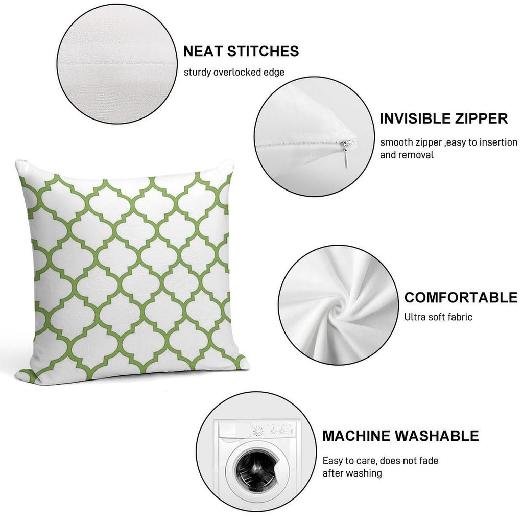 PANTONE COLOUR OF THE YEAR 2017 GREENERY DOMES QUATREFOIL GEOMETRIC PATTERN BY OZCUSHIONSTOO Soft Gift Ready Throw Pillow