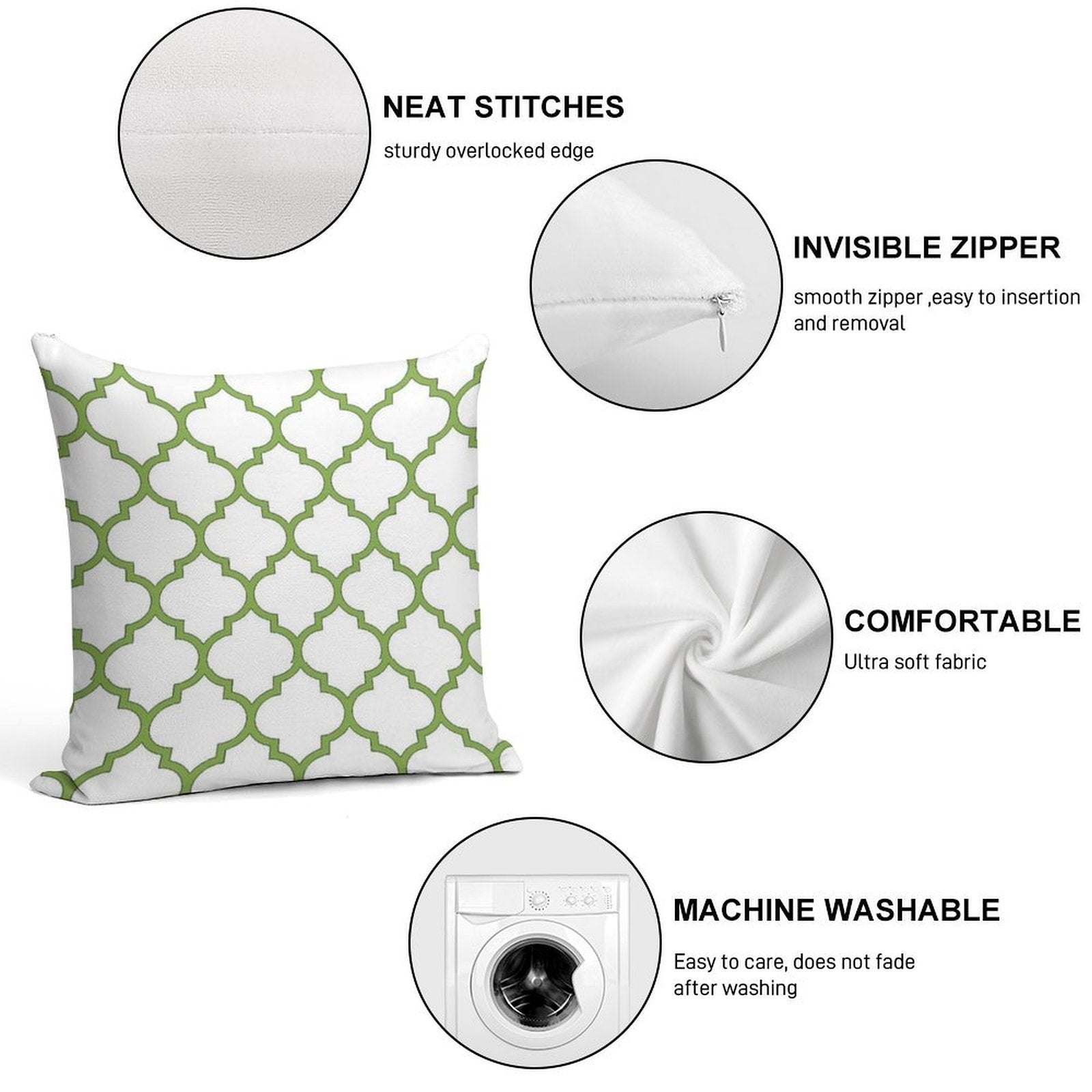 PANTONE COLOUR OF THE YEAR 2017 GREENERY DOMES QUATREFOIL GEOMETRIC PATTERN BY OZCUSHIONSTOO Soft Gift Ready Throw Pillow