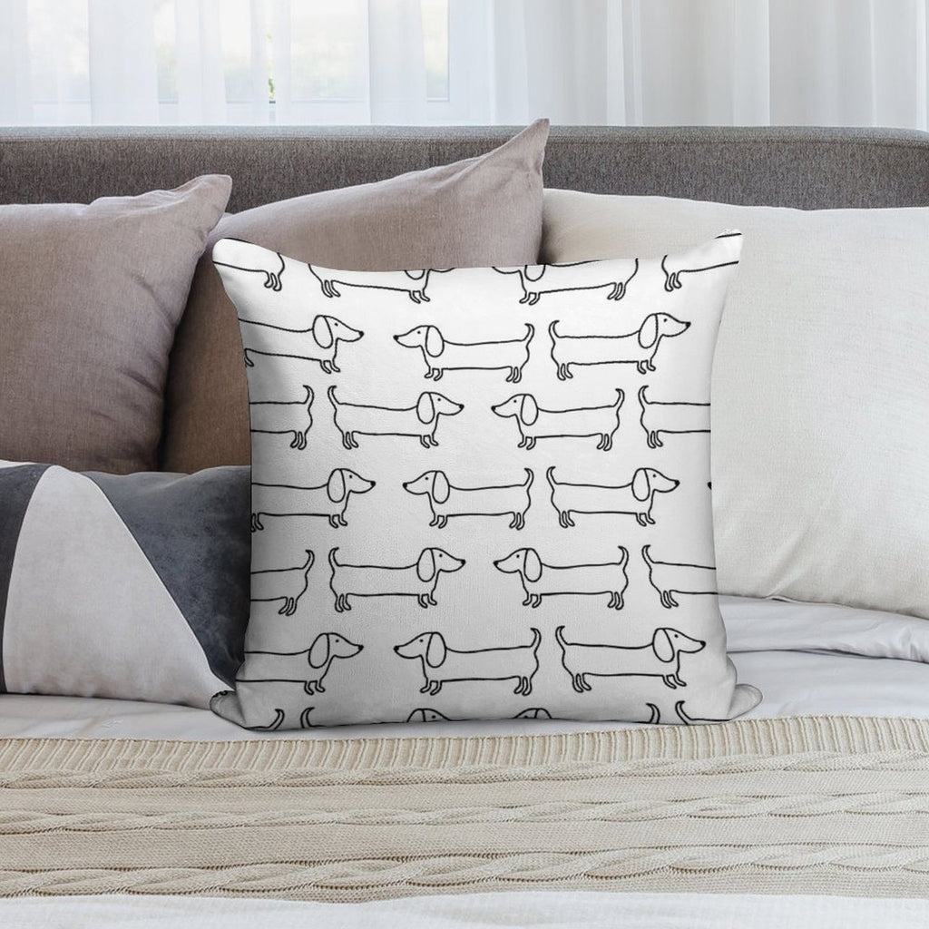 Dachshund in Black-white Soft Ultra-Soft Texture Throw Pillow