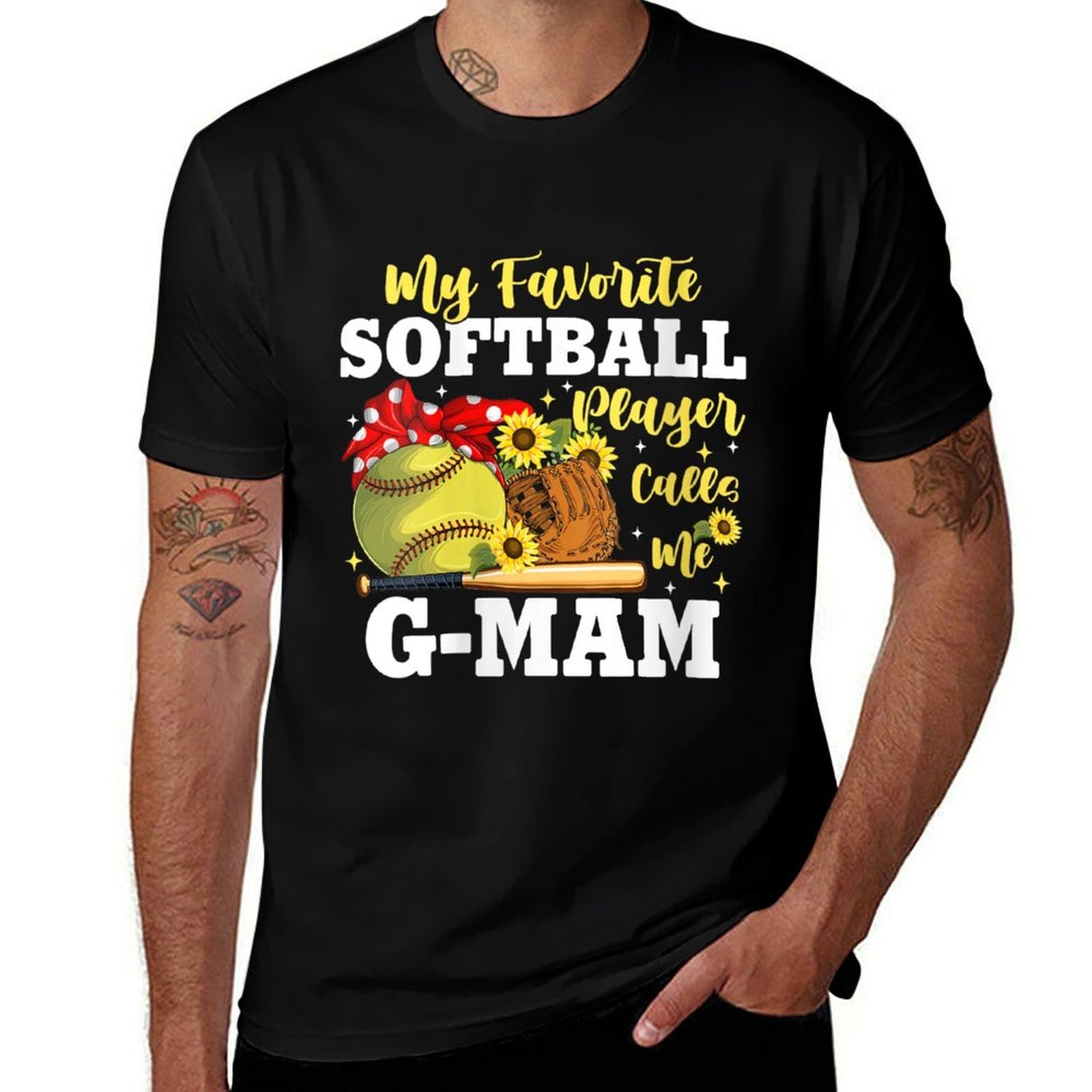 Womens My Favorite Softball Player Calls Me G Mam Sunflower  Breathable T-Shirt