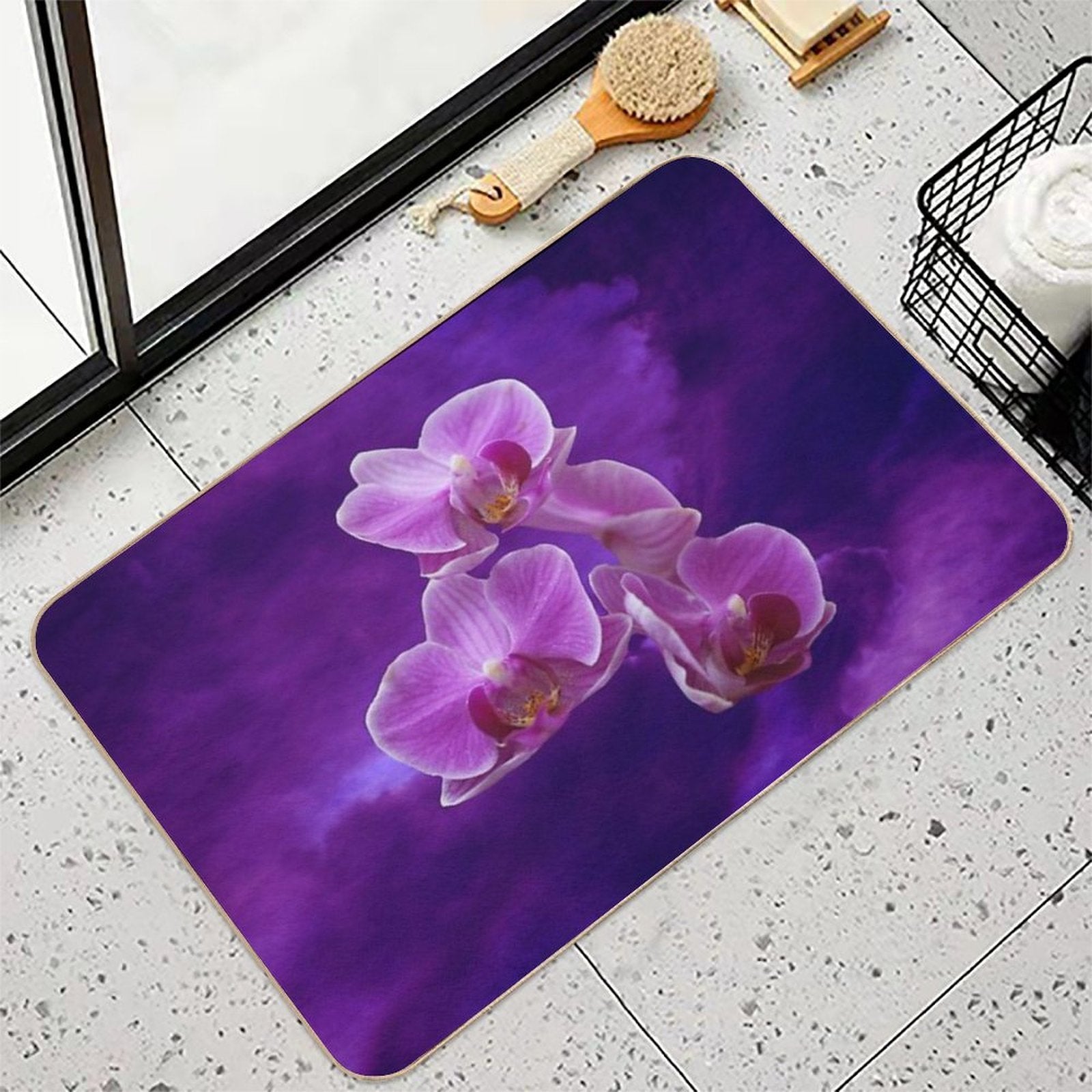 Purple Orchids  Rapid-Drying Bath Mat