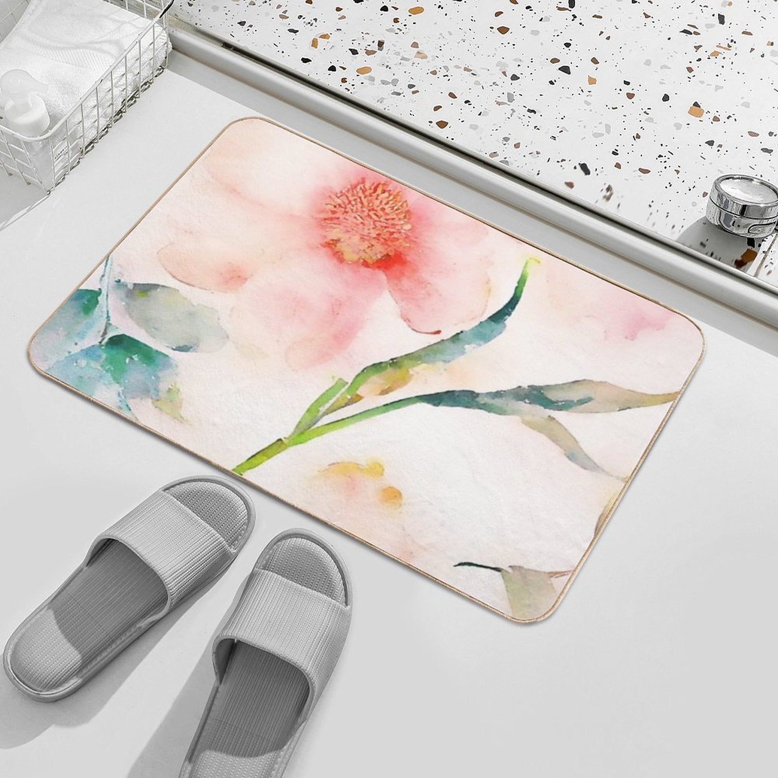 Vintage Floral Painting #1  Stain-Proof Bath Mat