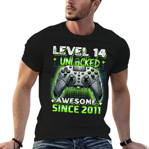 14th Birthday Boy Level 14 Gamer 14 Year Video Game Party  Relaxed-fit T-Shirt