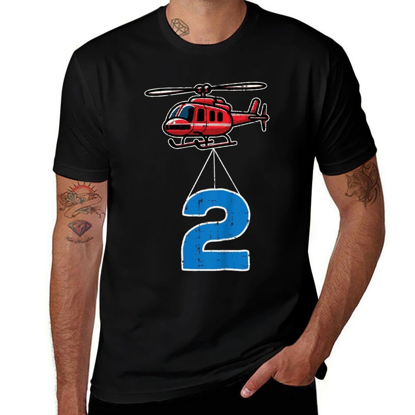 Kids 2nd Birthday Helicopter 2 Two Year Old Bday Toddler Boys Kid  Odor-resistant T-Shirt