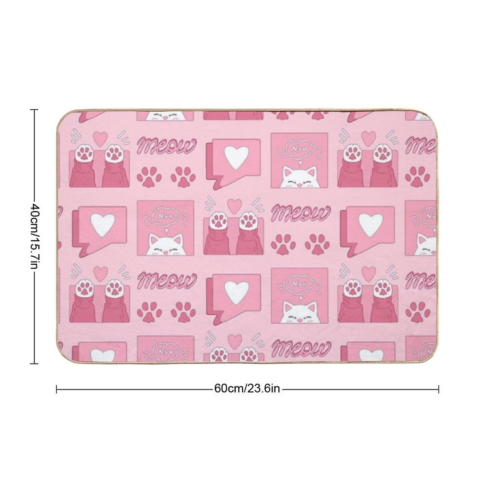 Cute Pink Cat Paws And Love  Odorless Bath Mat