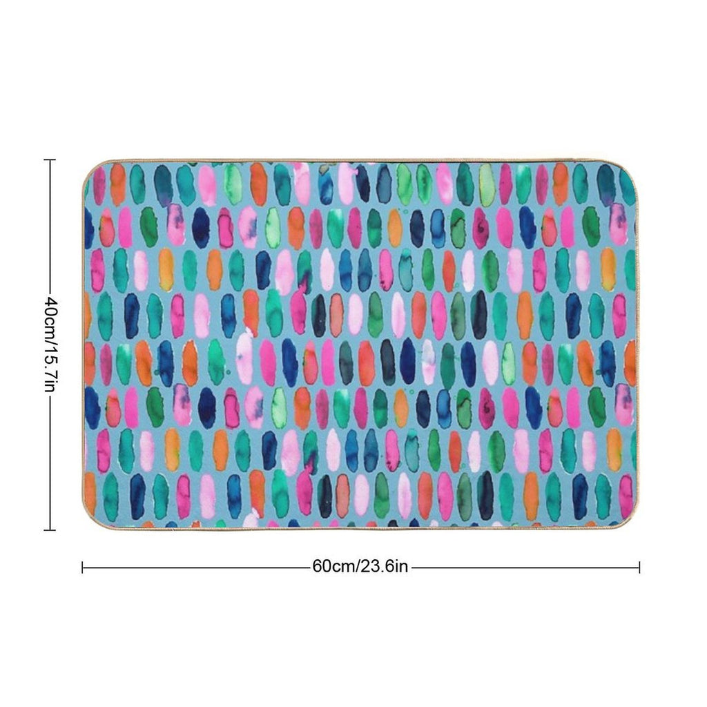 Watercolor Organic Shapes Geometric Print - Multicolor Blue Happiness Pills  Odorless Bath Mat