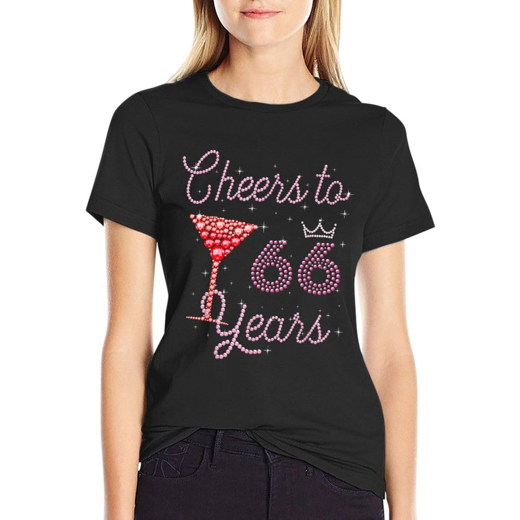 Cheers To 66 Years 66th Birthday 66 Years Old Bday  Cotton T-Shirt