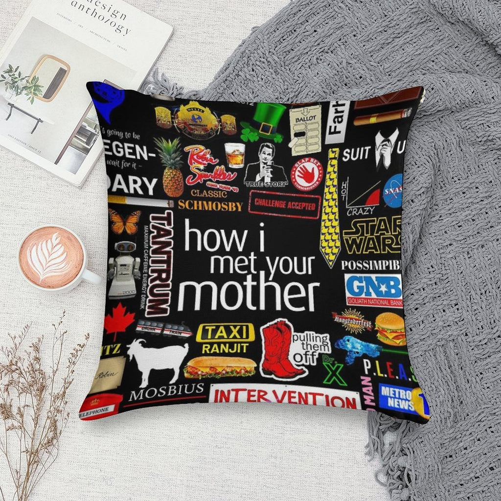 How I Met Your Mother Collage Poster Iconographic - Infographic Soft Skin-Friendly Throw Pillow