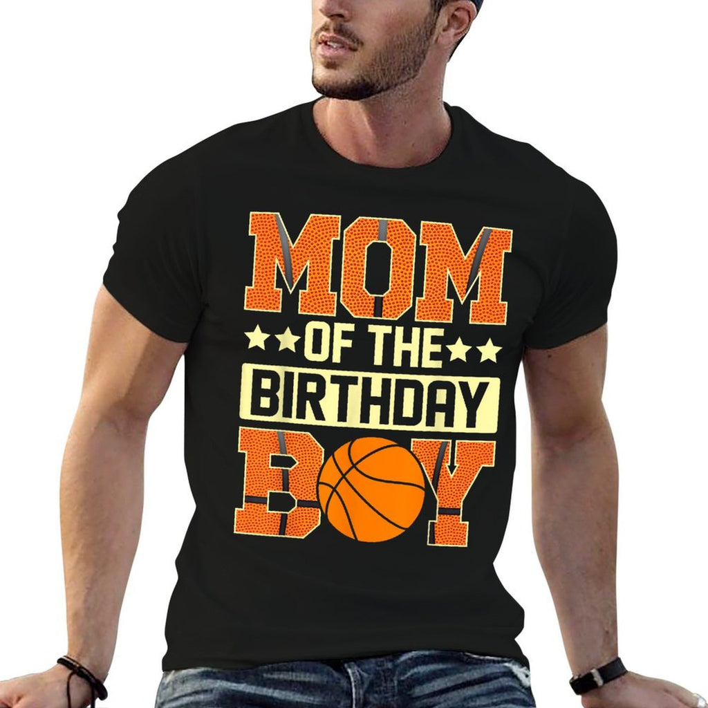 Mom Of The Birthday Boy Basketball Baller Kids  Oversized Silhouette T-Shirt