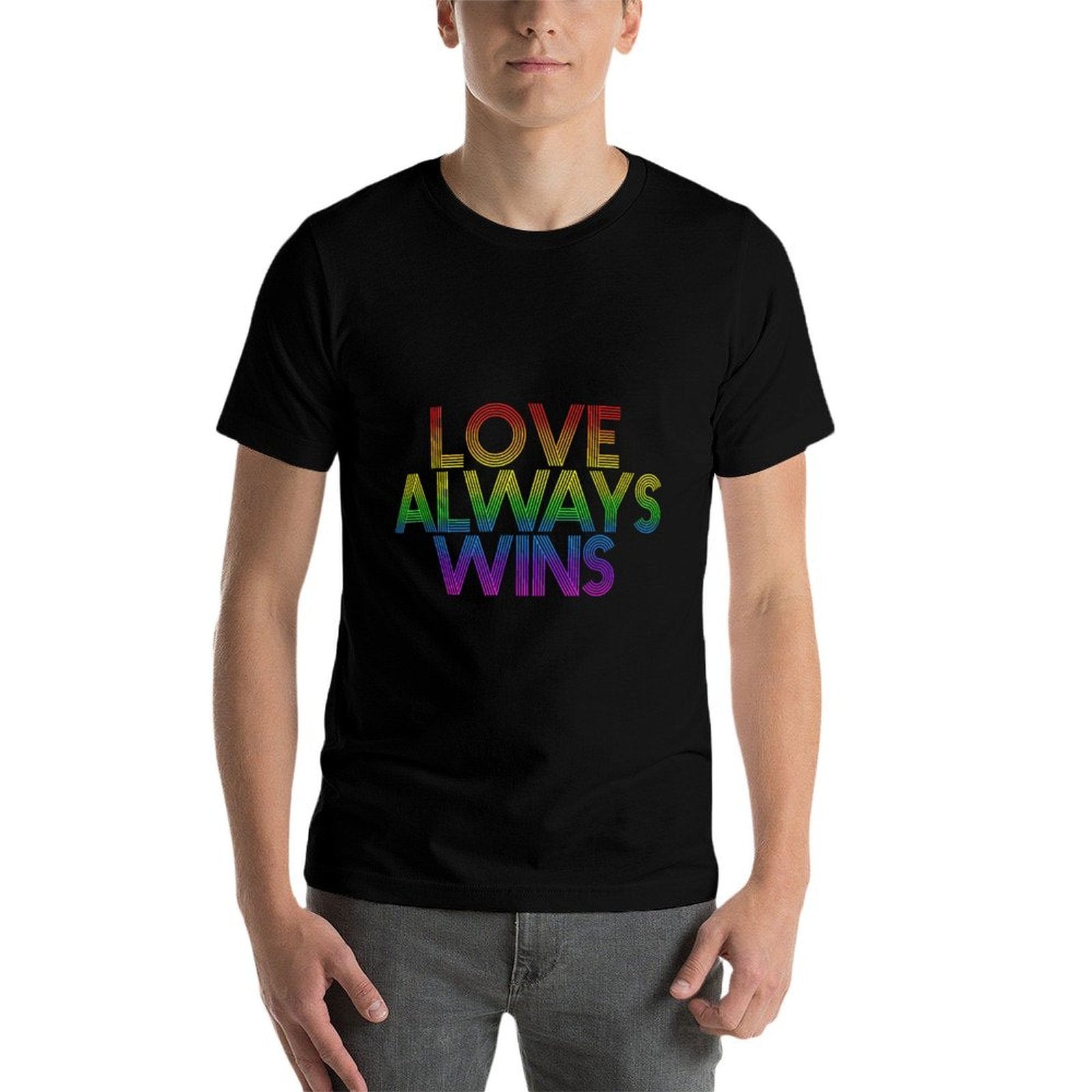 LOVE ALWAYS WINS LGBT Lesbian Gay Pride  Fade-proof Color T-Shirt