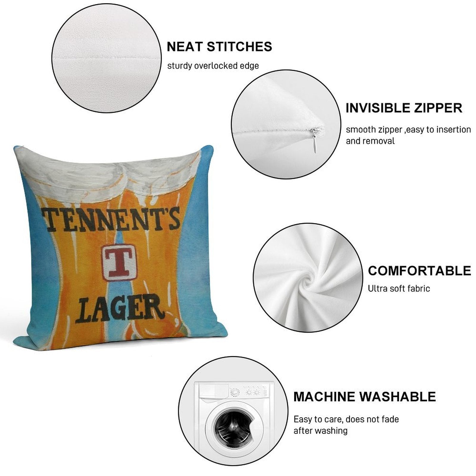 Tennents Lager Soft Easy Maintenance Throw Pillow