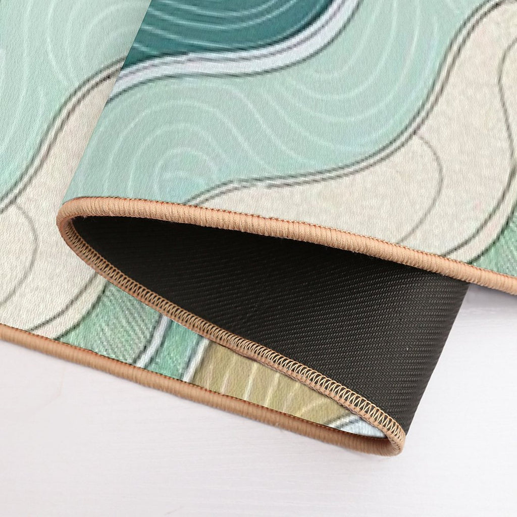 Beach Wave Pattern  Fade-Resistant Bath Mat