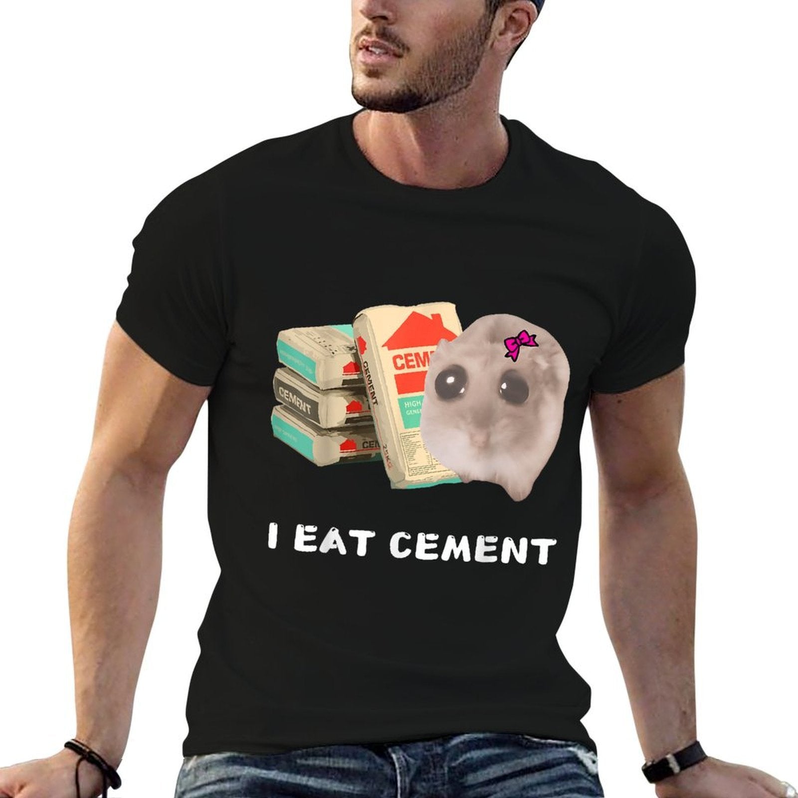 I Eat Cement Sad Hamster Meme Internet Memes Funny Memes Kid  High-quality Stitching T-Shirt