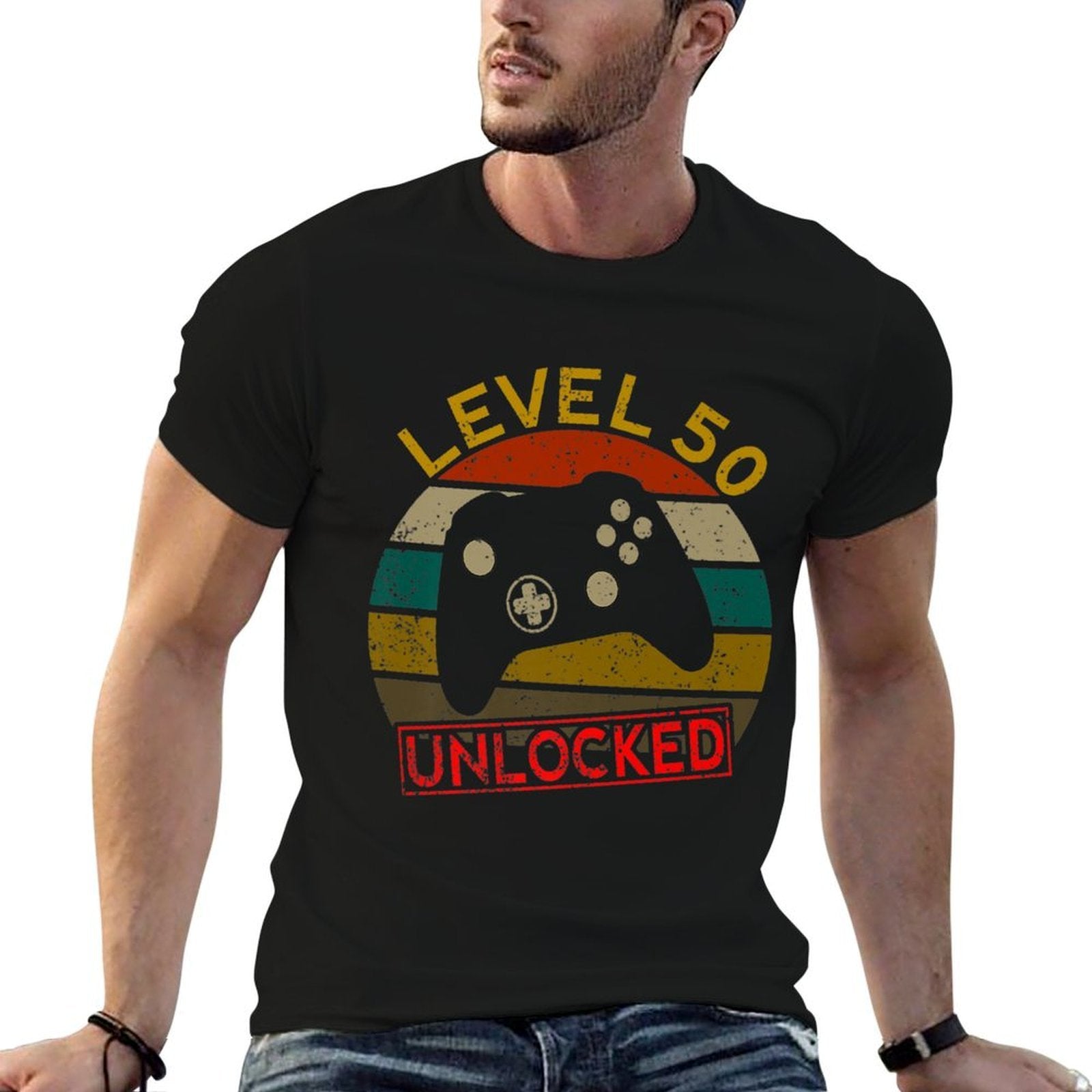 Fiftieth 50th Birthday Level 50 Unlocked Gift T  Trendy Pattern T-Shirt