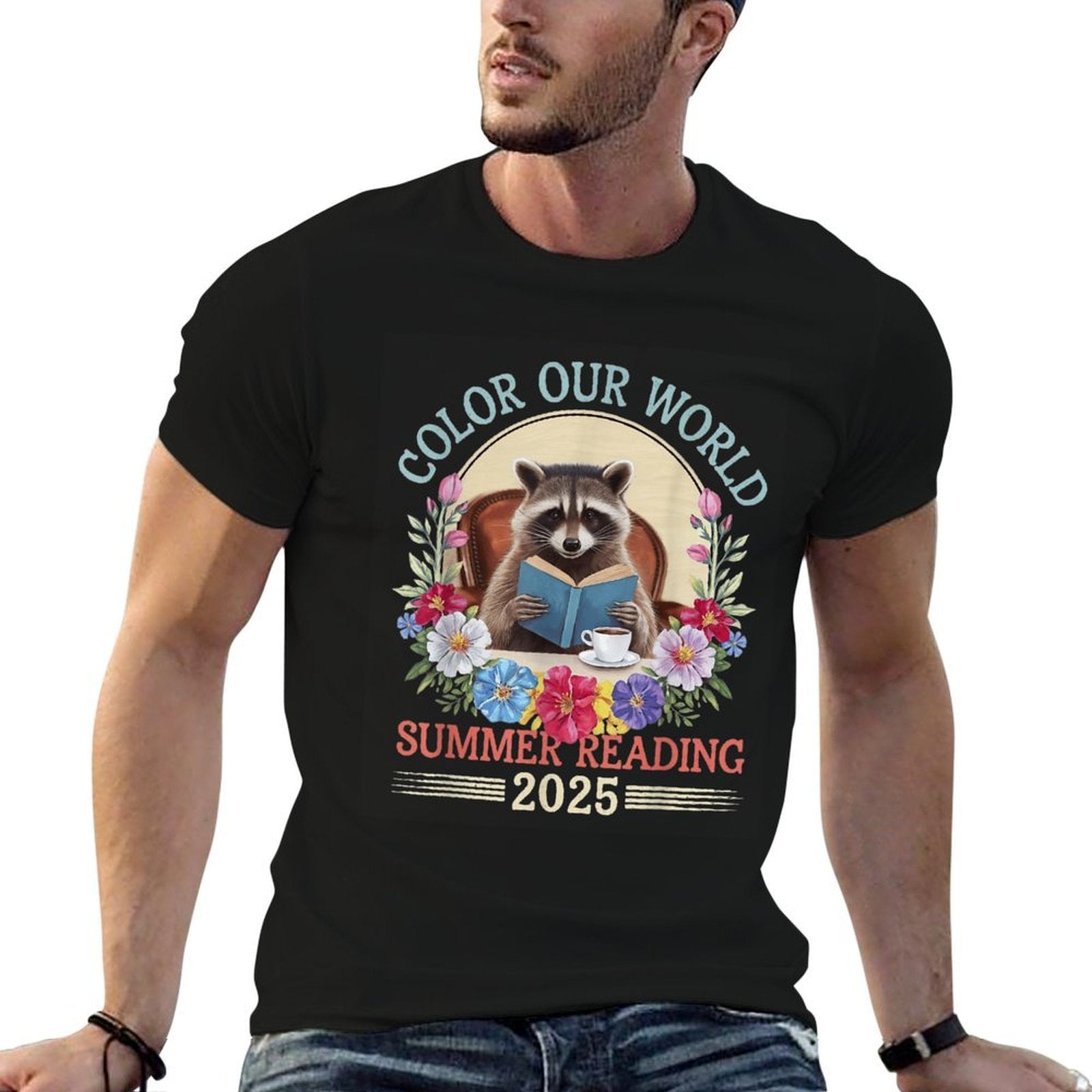 Color Our World Raccoon Summer Reading 2025  Classic T-Shirt