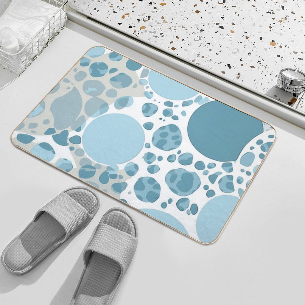 Blue And White Circular Spotted Illustration  High-Traffic Bath Mat