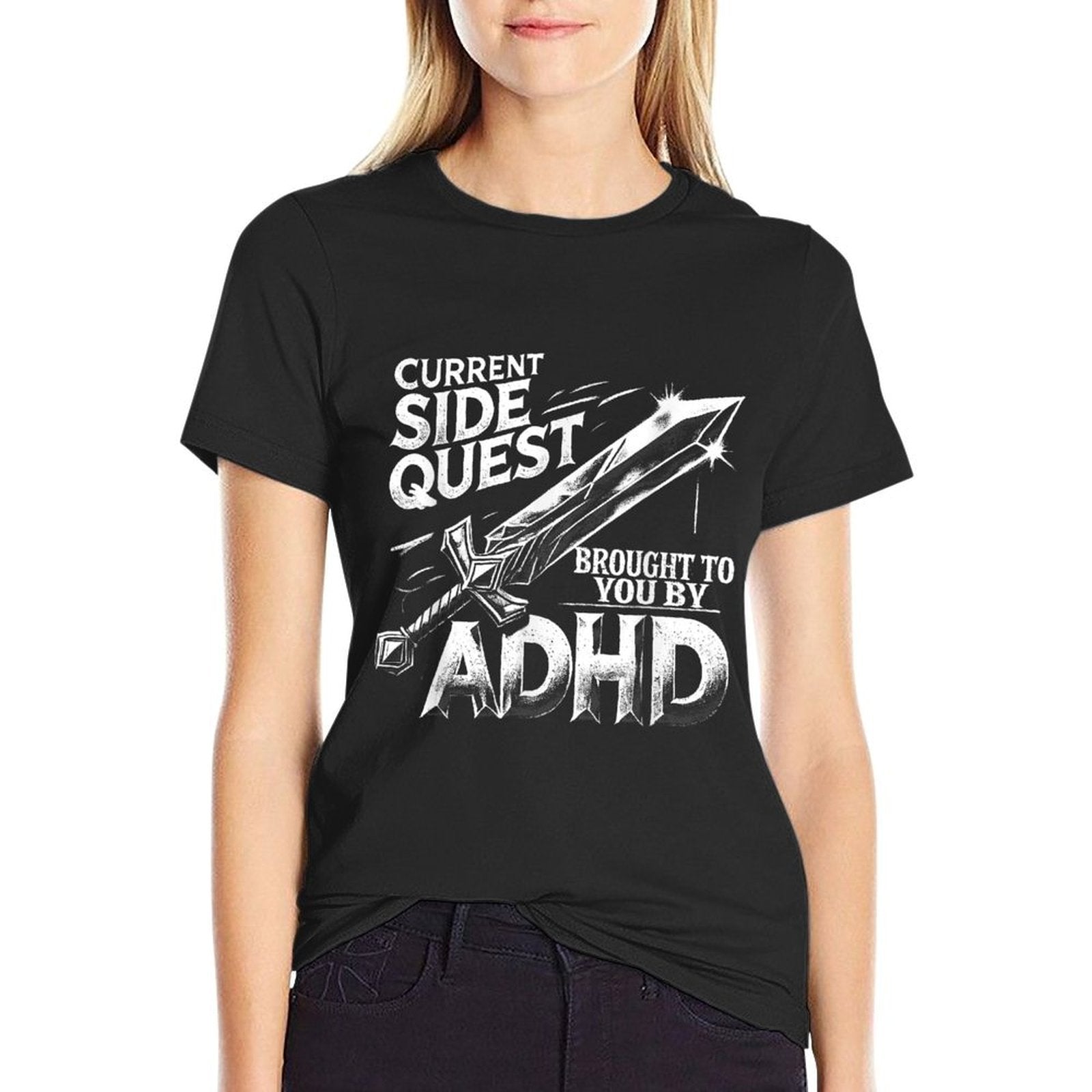 Current Side Quest Brought to You by ADHD  Funny ADHD Meme  Slim-fit Cut T-Shirt