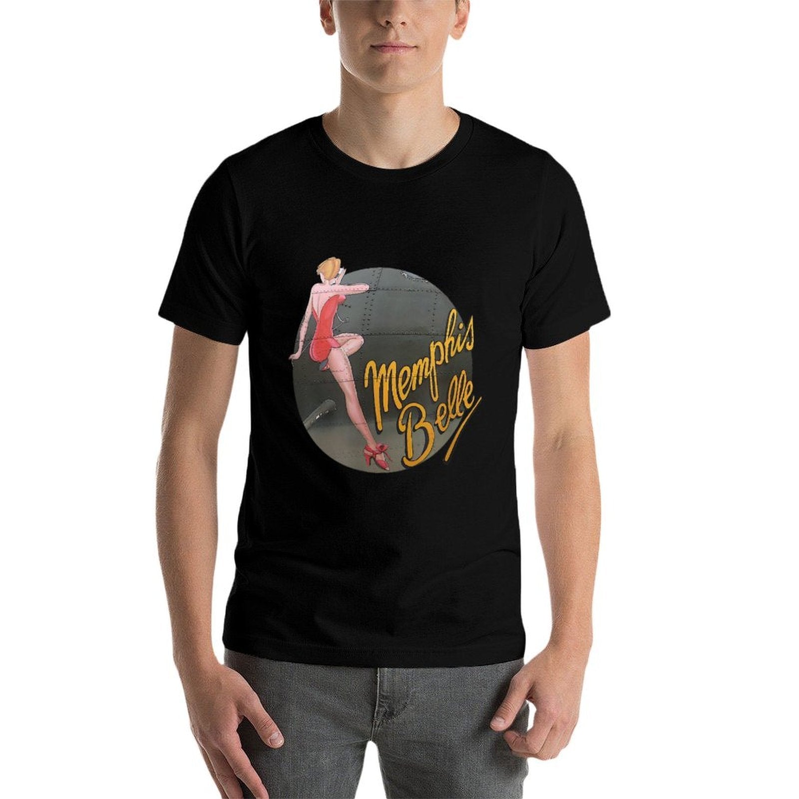 WWII B-17 Flying Fortress Memphis Belle Pin Up Girl  Rolled Sleeves T-Shirt