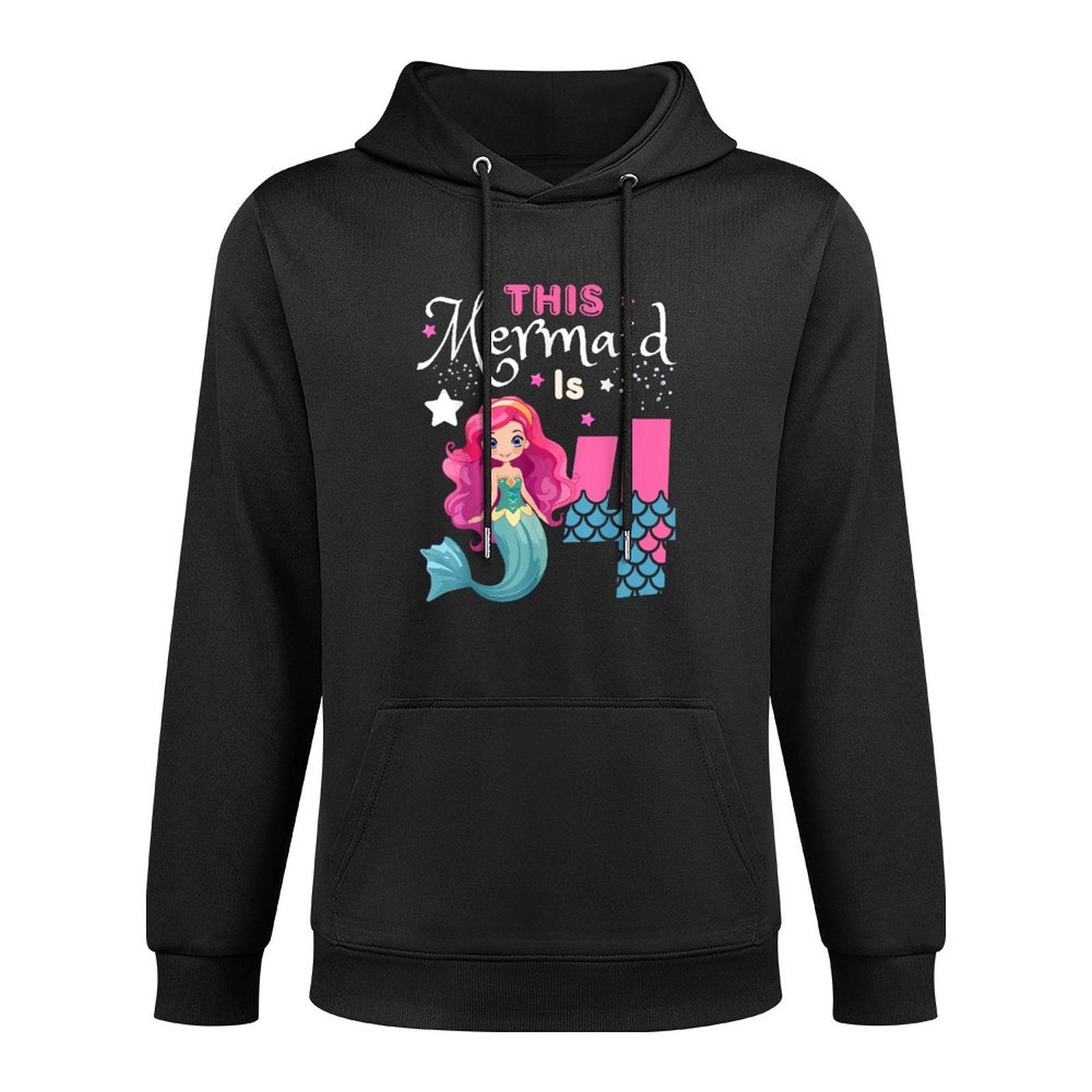 This Mermaid Is 4 Years Old 4th Birthday Mermaid Kids Girl Adjustable Hood Hoodie