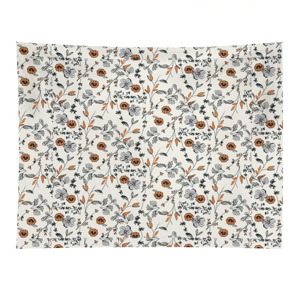 Orange Flower Pattern Tapestry