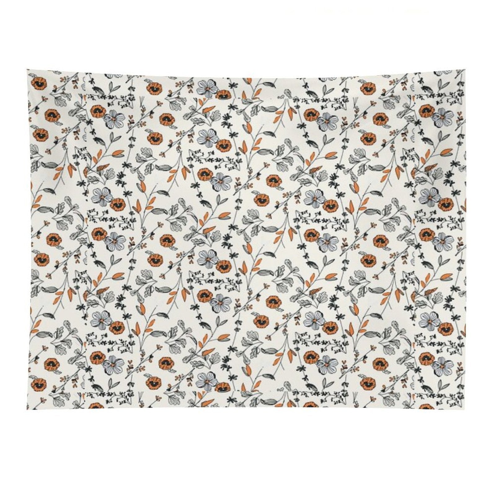 Orange Flower Pattern Tapestry