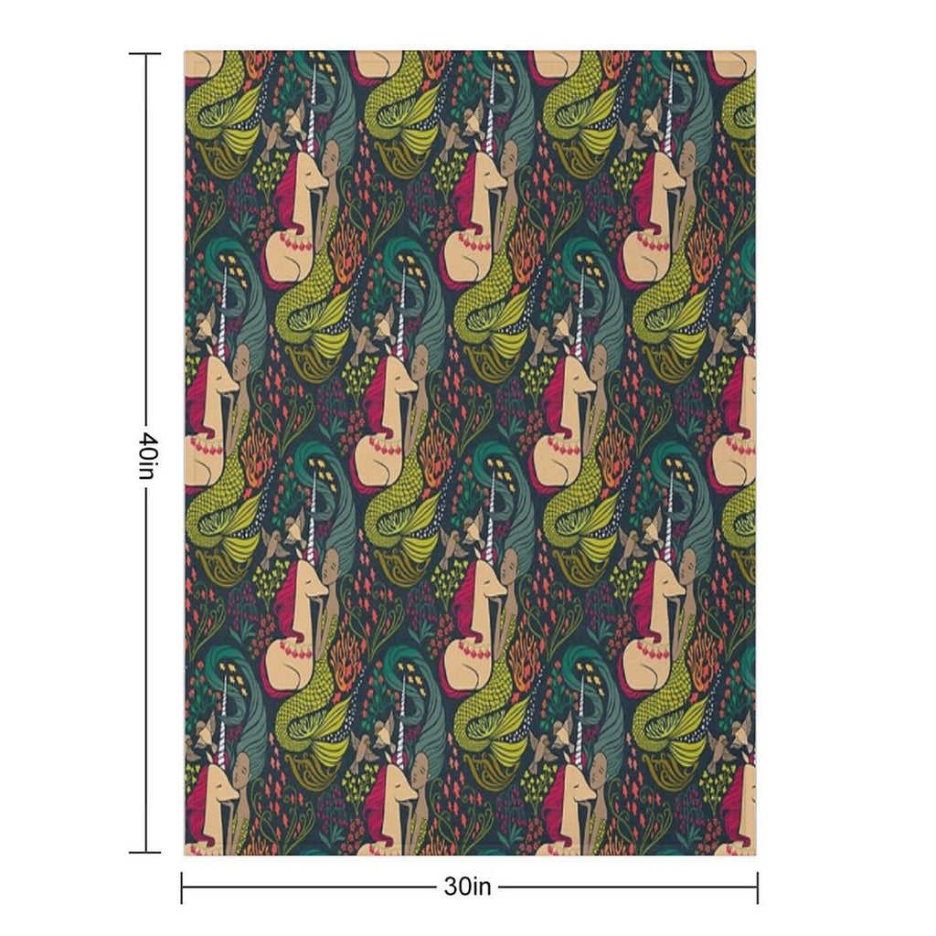 The Mermaid And The Unicorn Multi-functional Throw Blanket