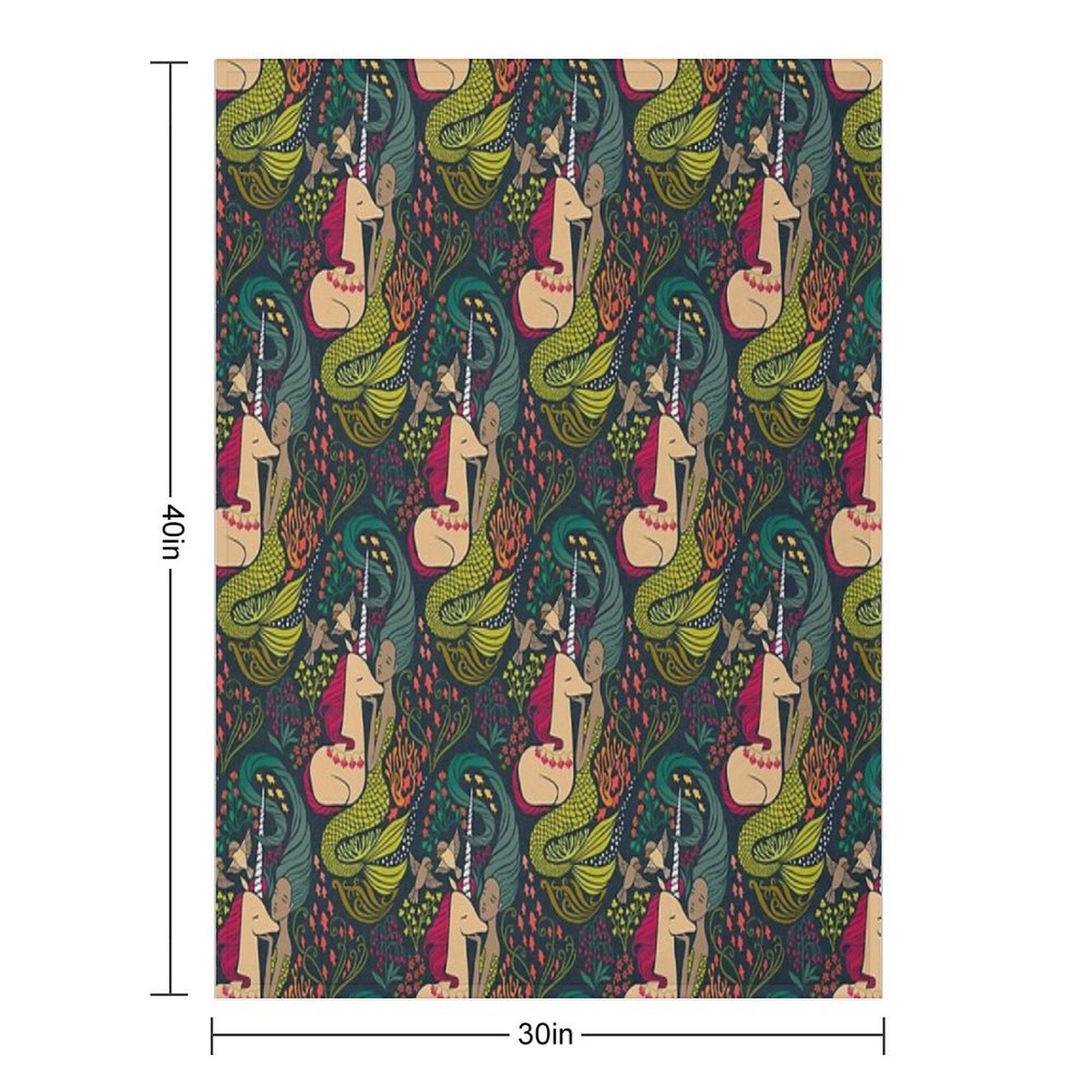 The Mermaid And The Unicorn Multi-functional Throw Blanket