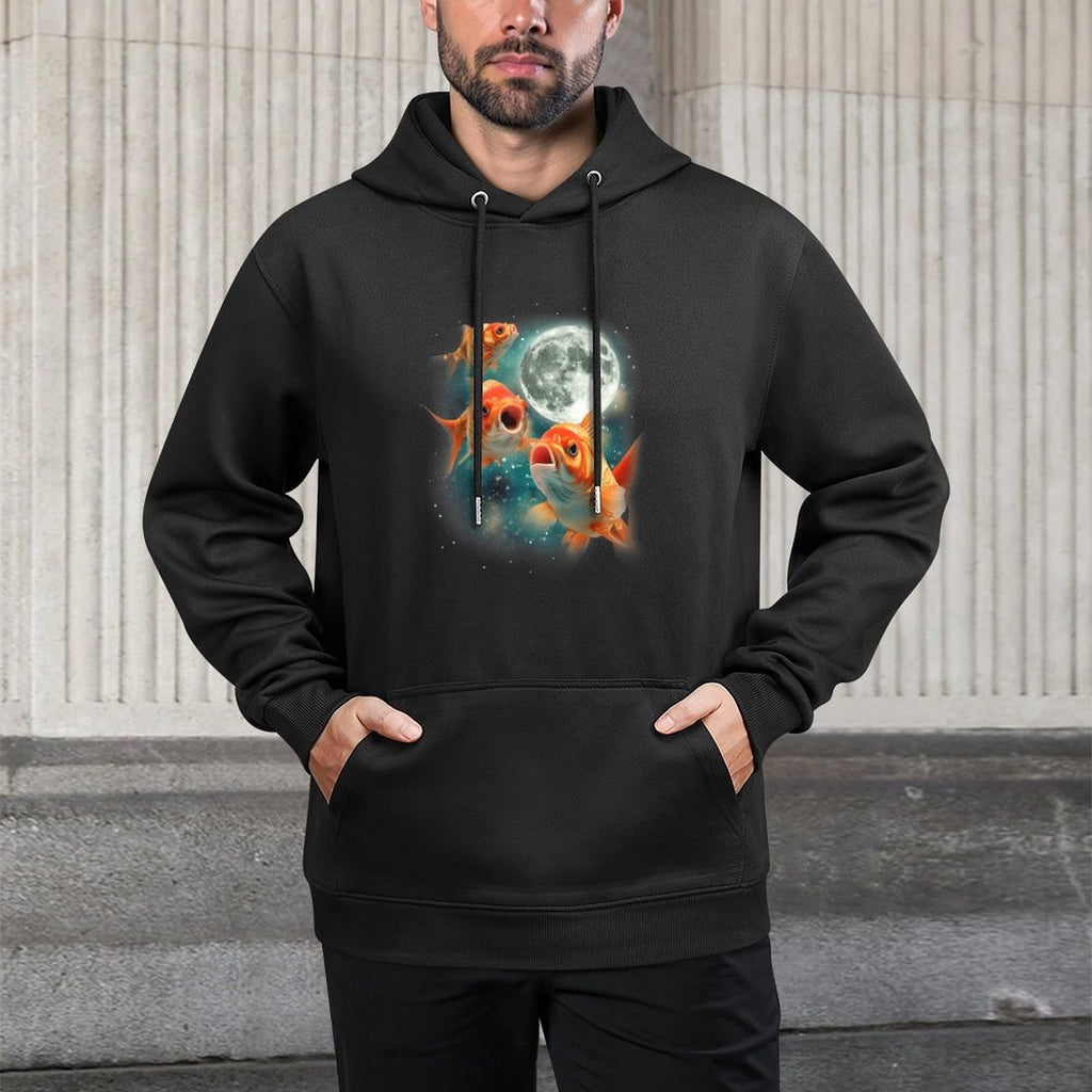 Three Goldfish Moon  3 Fish Moon Unique Goldfish Parody All-Day Comfort Hoodie