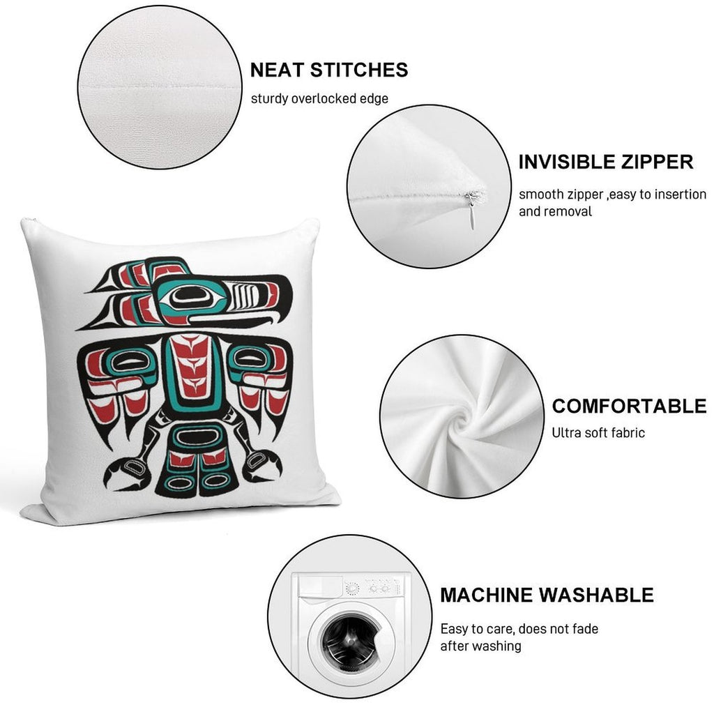 Haida Tlingit Native Raven Totem Soft Style Accent Throw Pillow