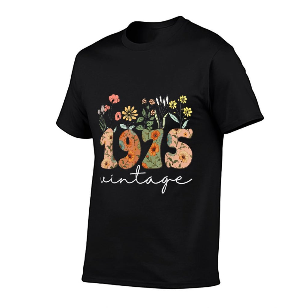 50 Years Old Vintage 1975 50th Birthday Wildflower Women  Cotton T-Shirt