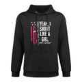 Yeah I Shoot Like A Girl Want A Lesson USA Ladies Gun (BACK) Shape Retention Hoodie
