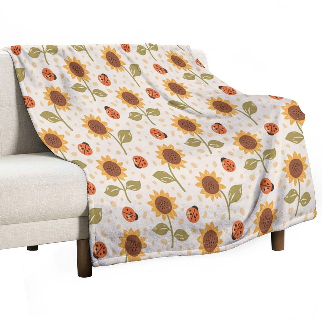 Sunflowers And Ladybugs Shrink-resistant Throw Blanket