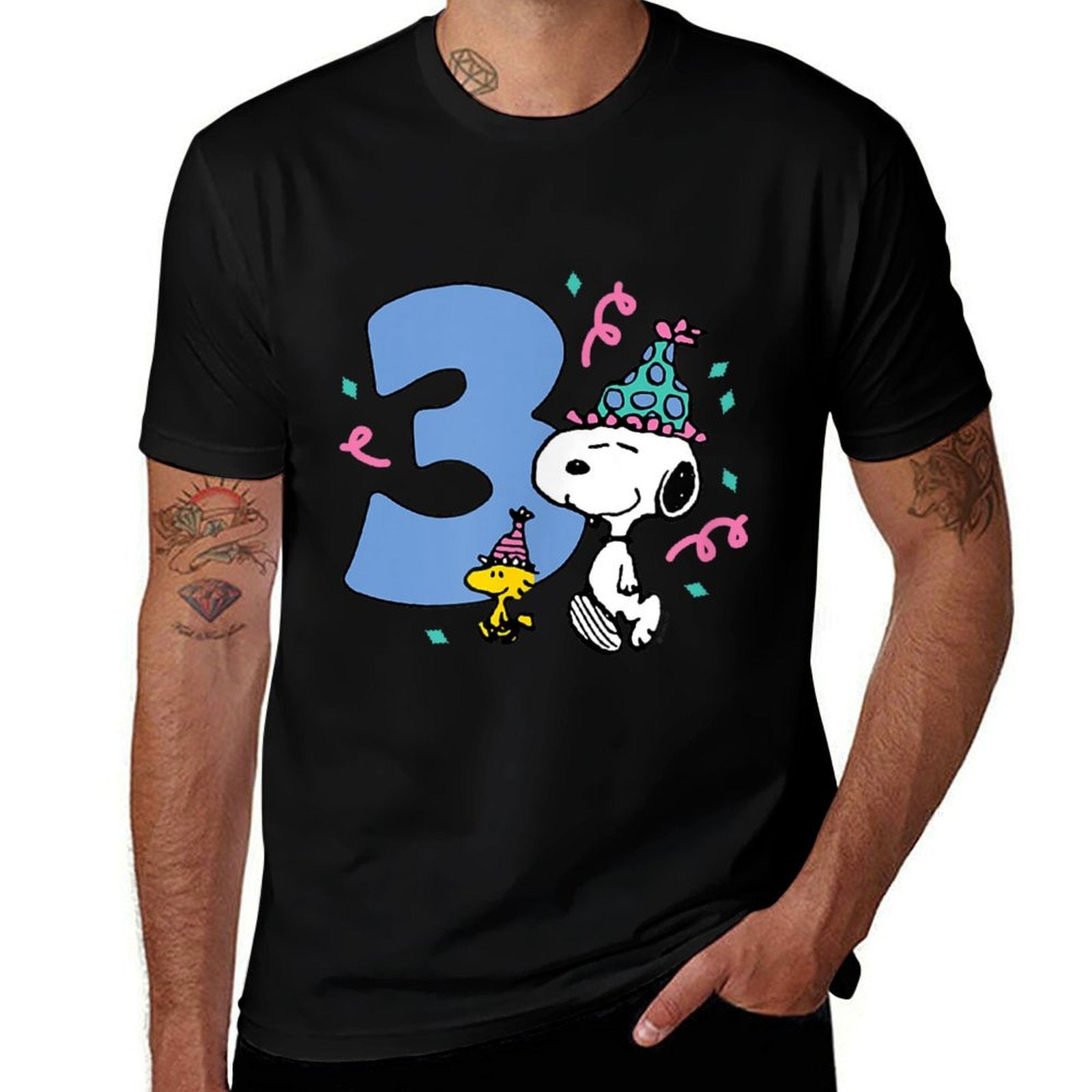 Peanuts - Snoopy And Woodstock 3rd Birthday Party  Quick-drying T-Shirt