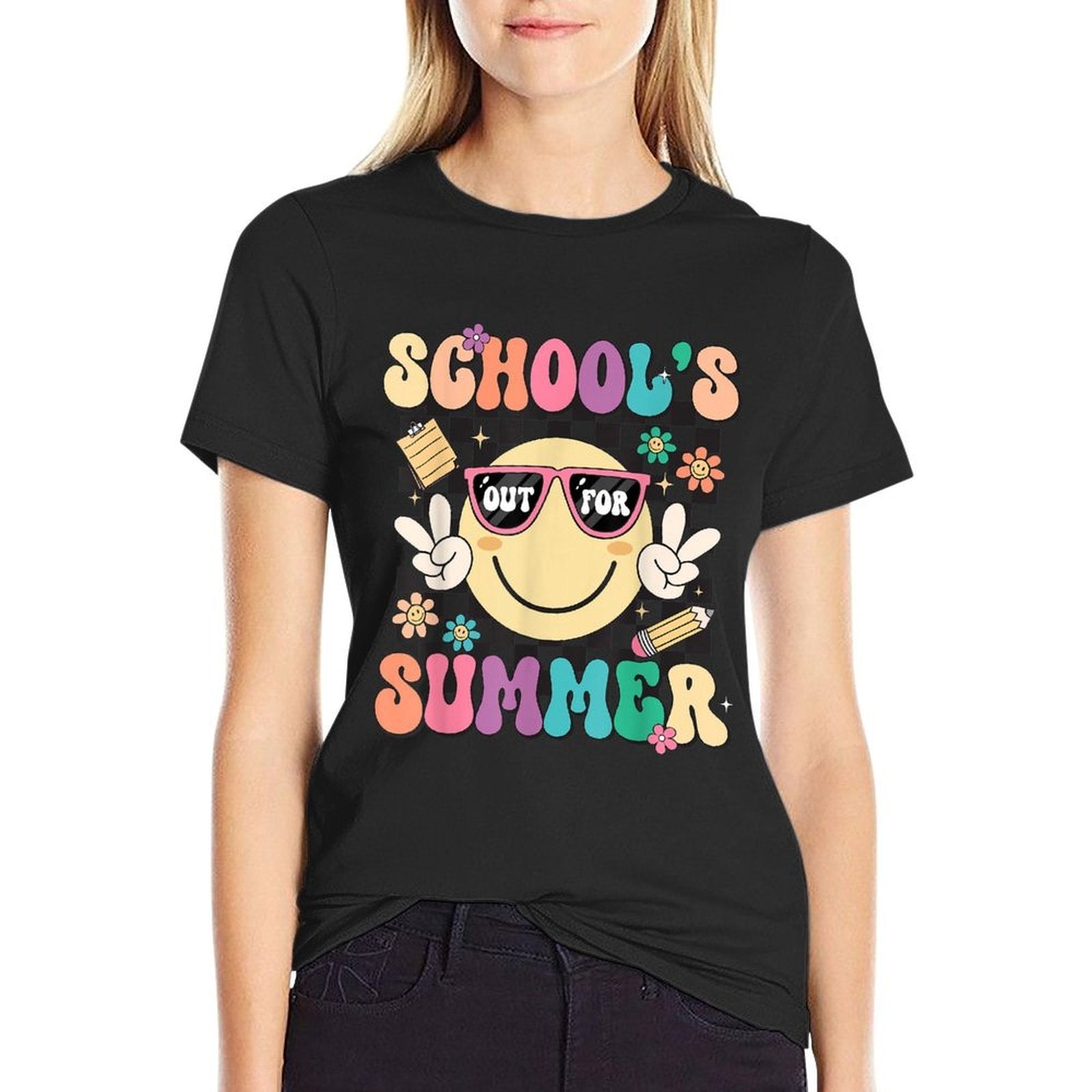 Last Day Of School Retro Schools Out For Summer Teacher Kids Comfortable T-Shirt