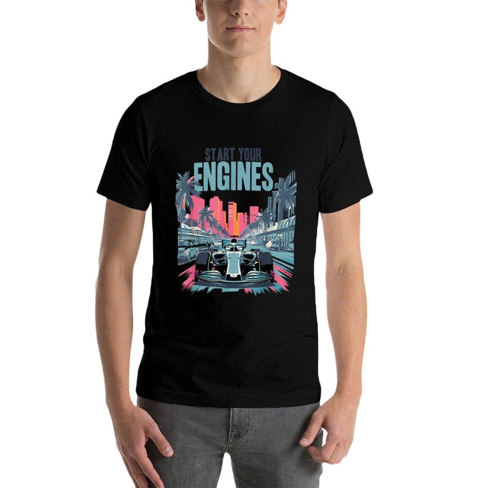 Miami Pit Crew Costume Car Racing Tshirt Retro Auto Car Race  Polyester Blend T-Shirt