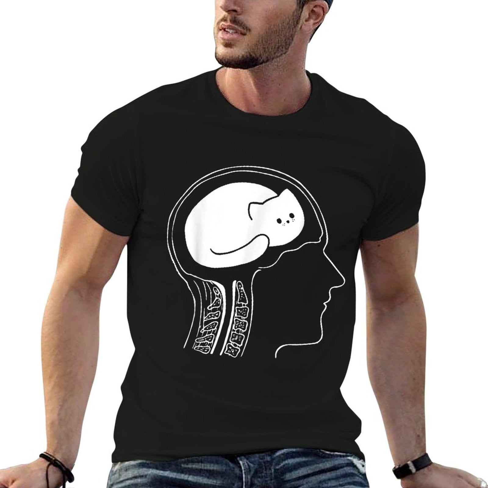 Funny Cat Brain Meme Joke Graphic  Affordable Price T-Shirt