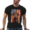 Retro Chocolate Lab With USA Gift Chocolate Lab Dad Mom Comfortable T-Shirt