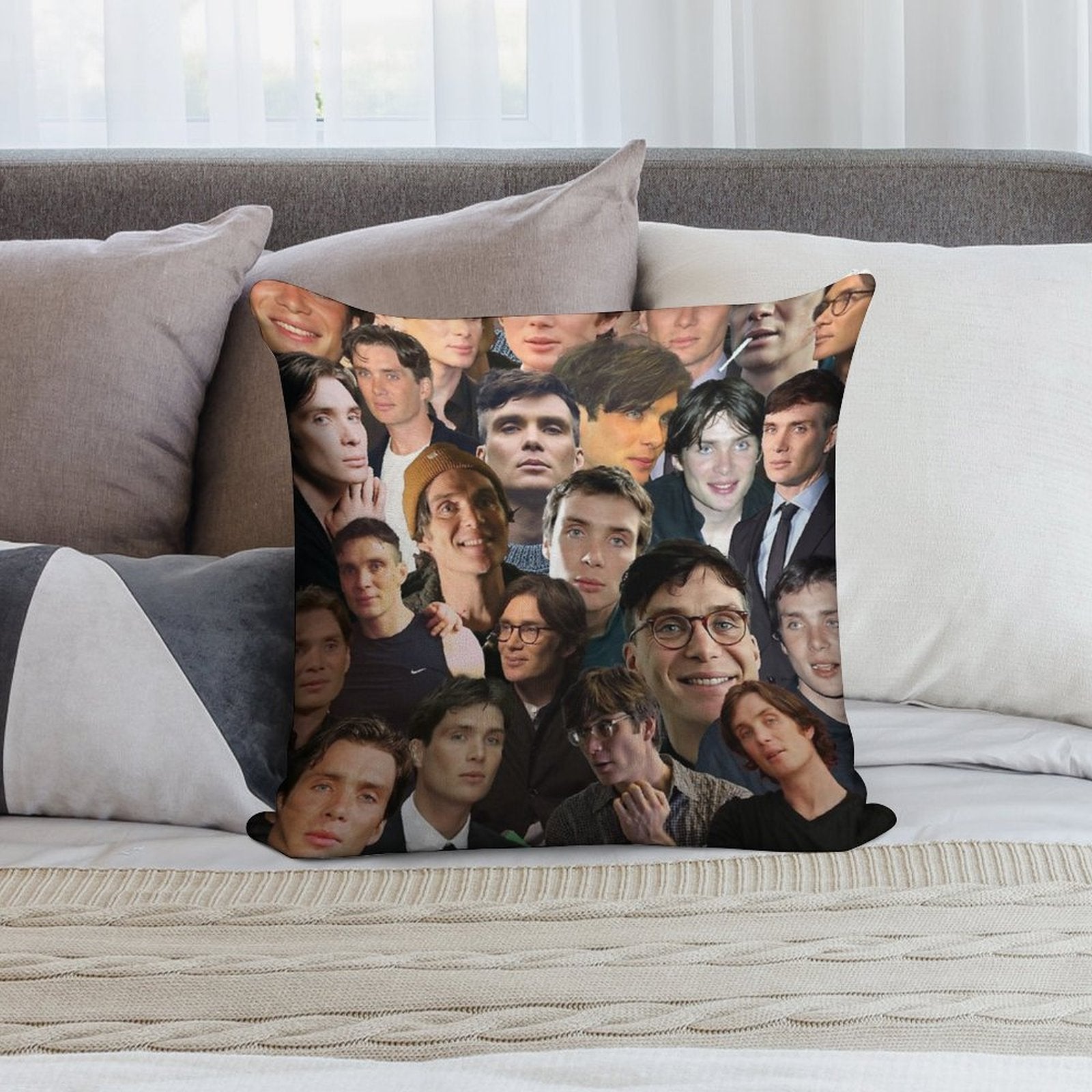 Cillian Murphy Photo Collage Soft Easy Maintenance Throw Pillow