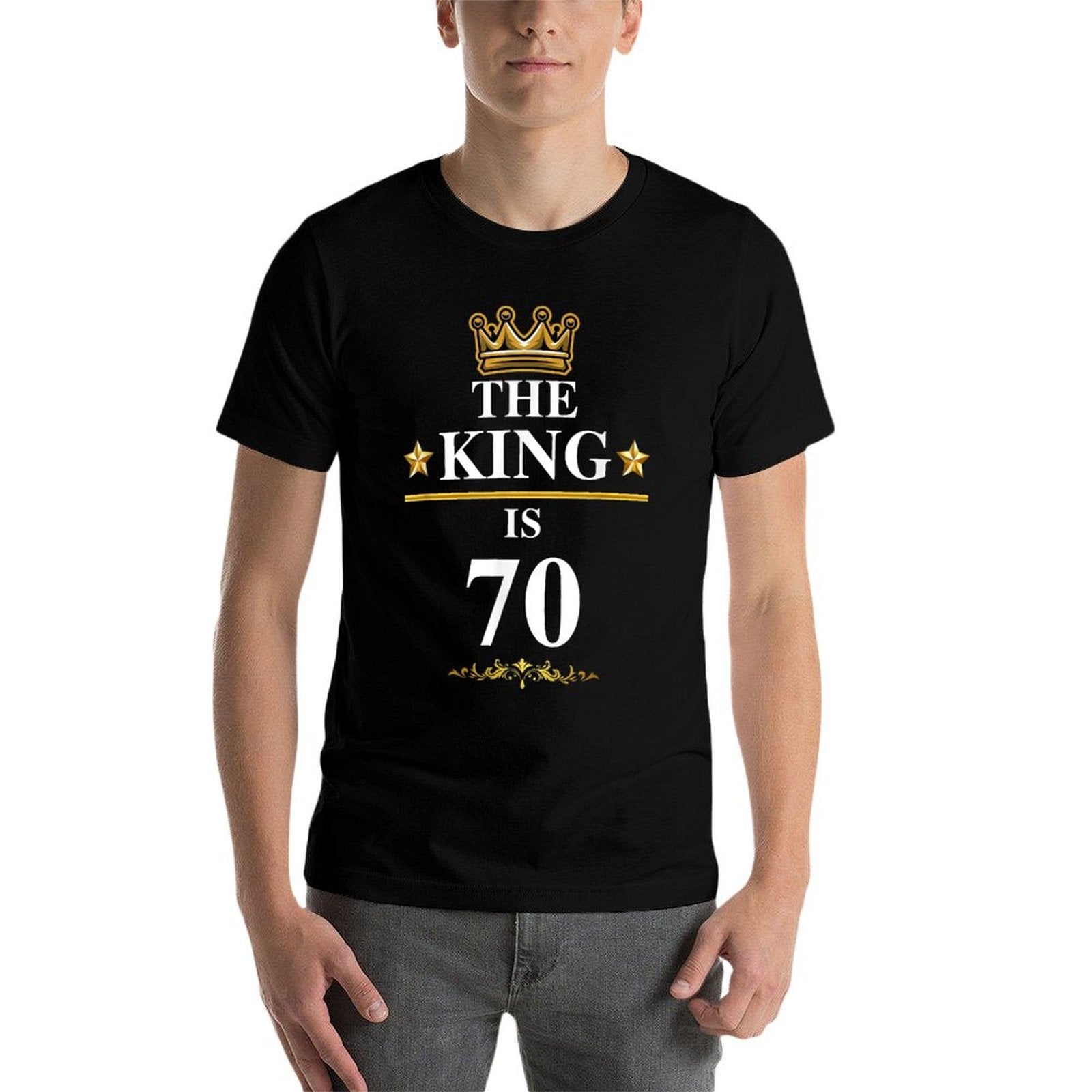 The King Is 70 Funny 70th Birthday Party Crown Kings  Cotton T-Shirt