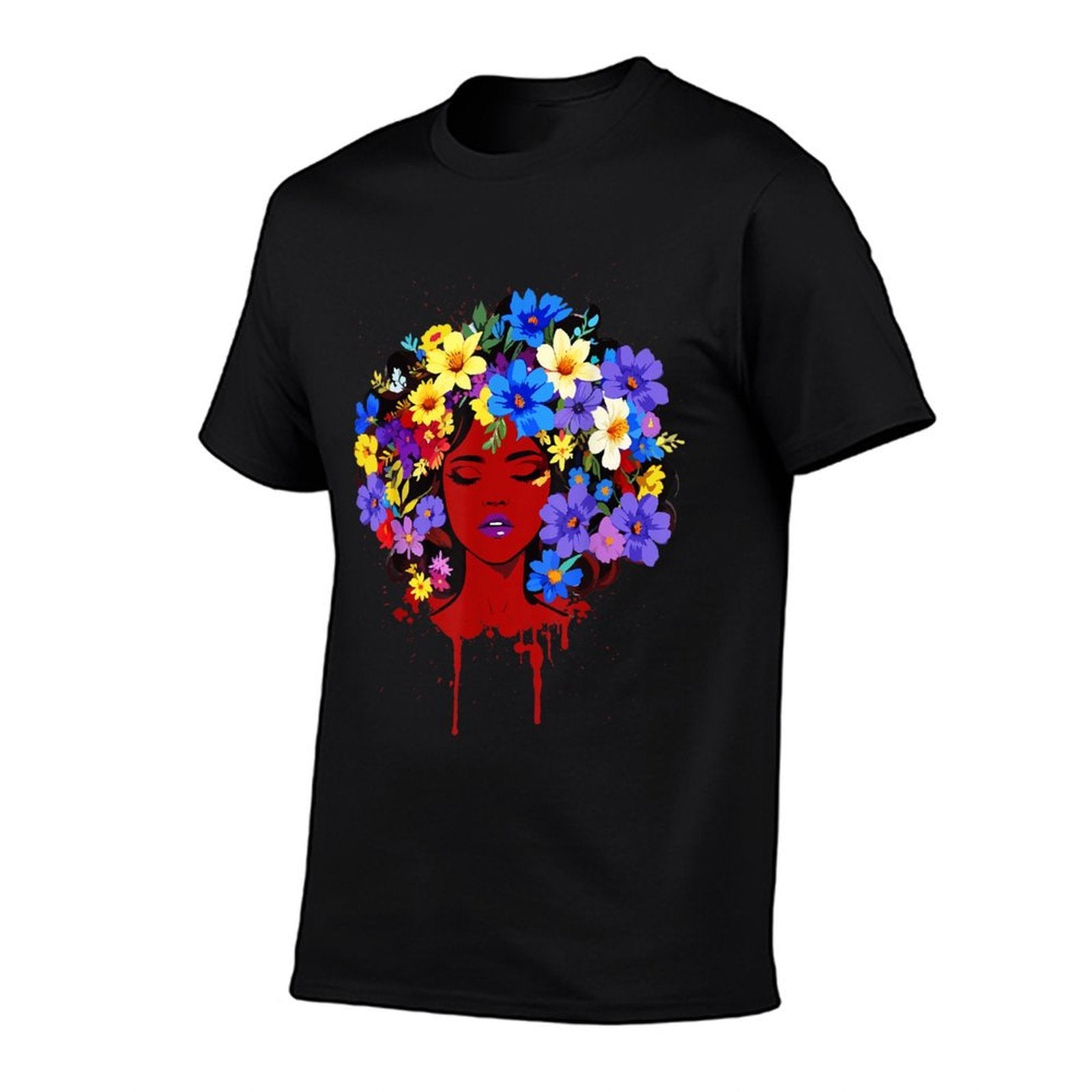 Afro Girl Flower Hair Black History Juneteenth Black Queen  Summer-ready Fabric T-Shirt