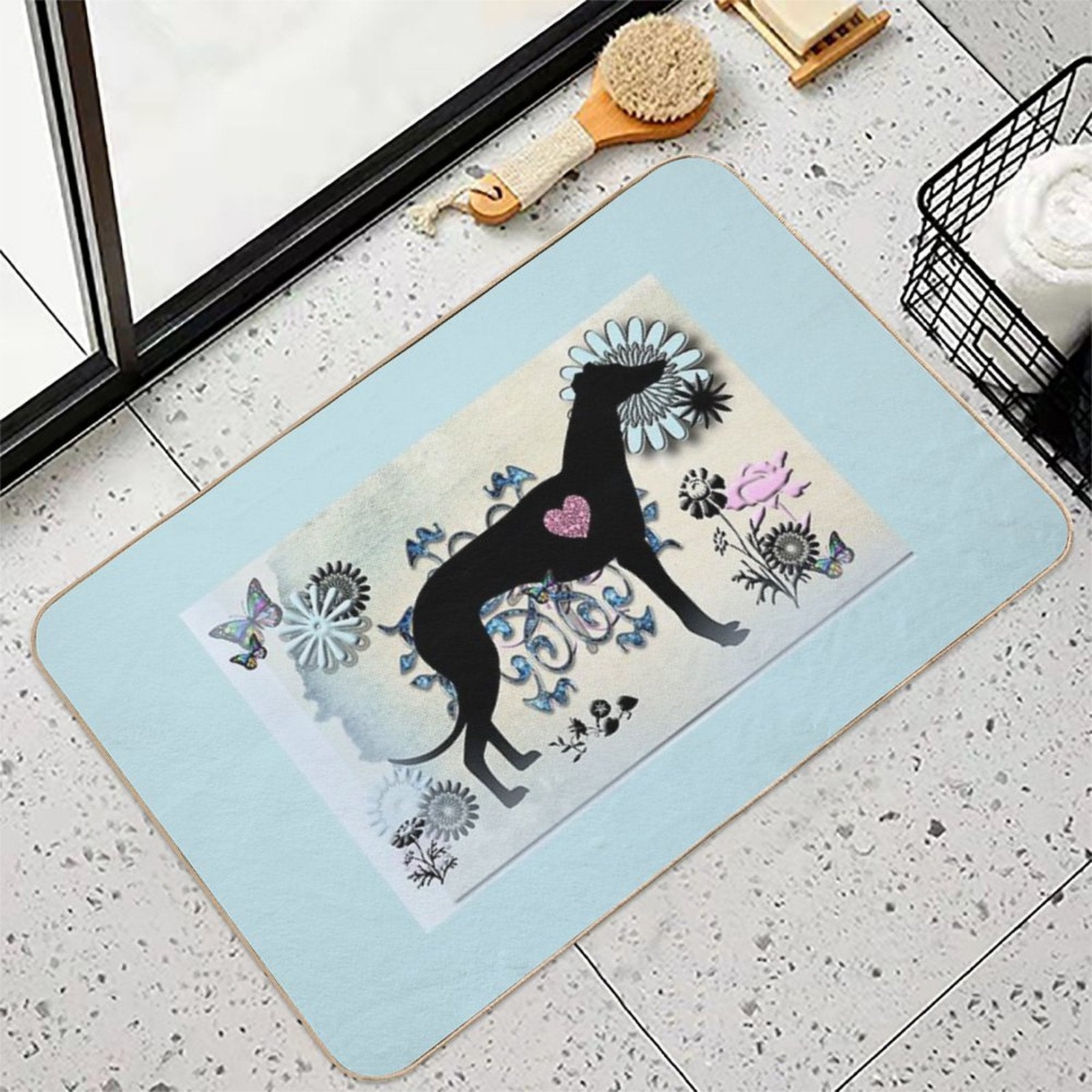 Greyhound Sighthound Art  Long-Lasting Bath Mat