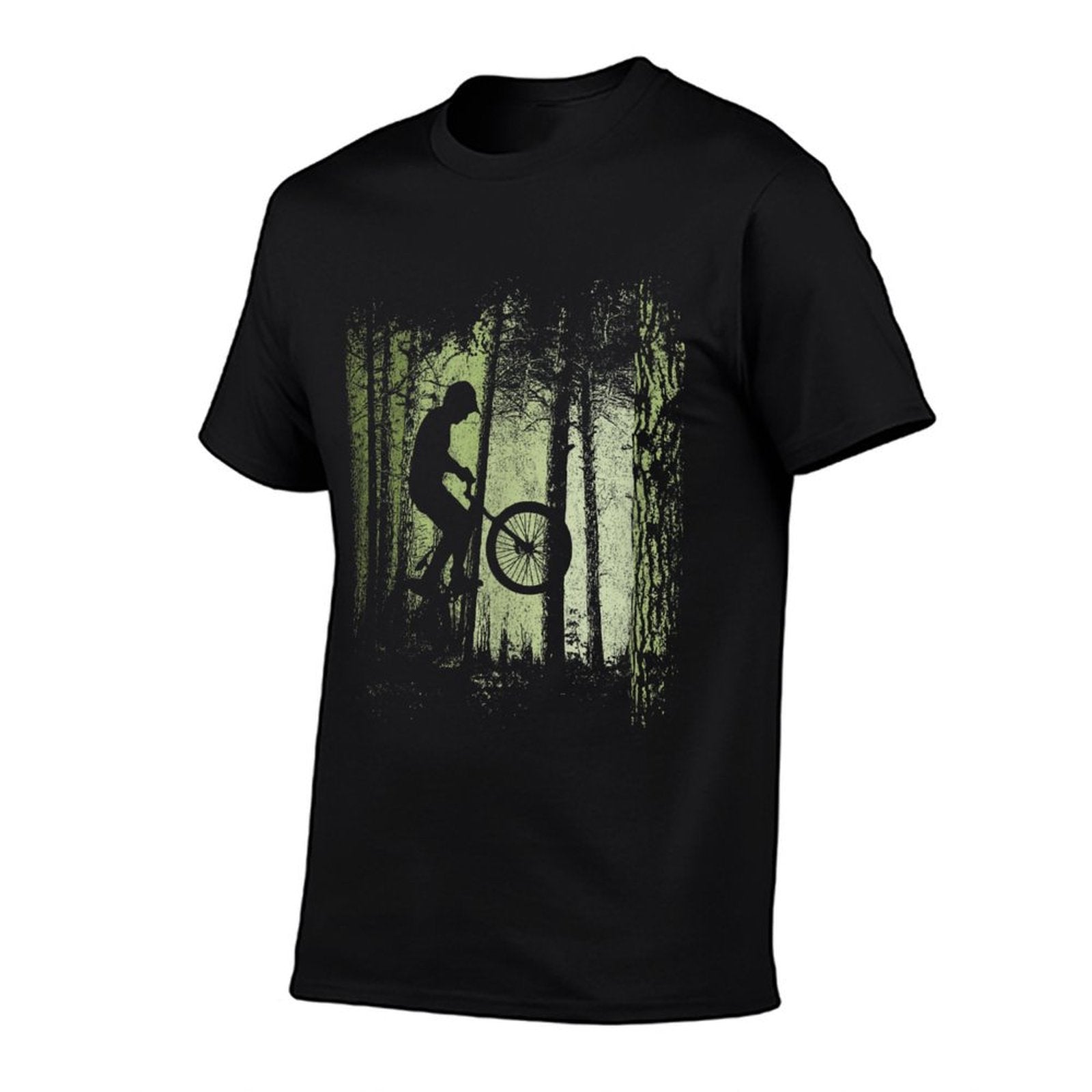 Twilight Forest Trail Cyclist BMX Dirtbike Offroad Wheelie  Rolled Sleeves T-Shirt