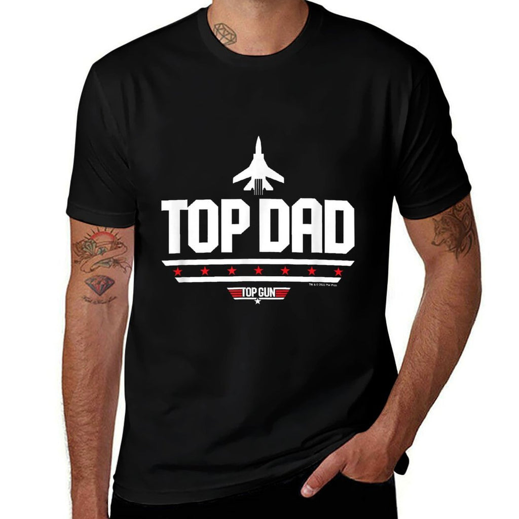 Top Gun Fathers Day Top Dad  Rolled Sleeves T-Shirt