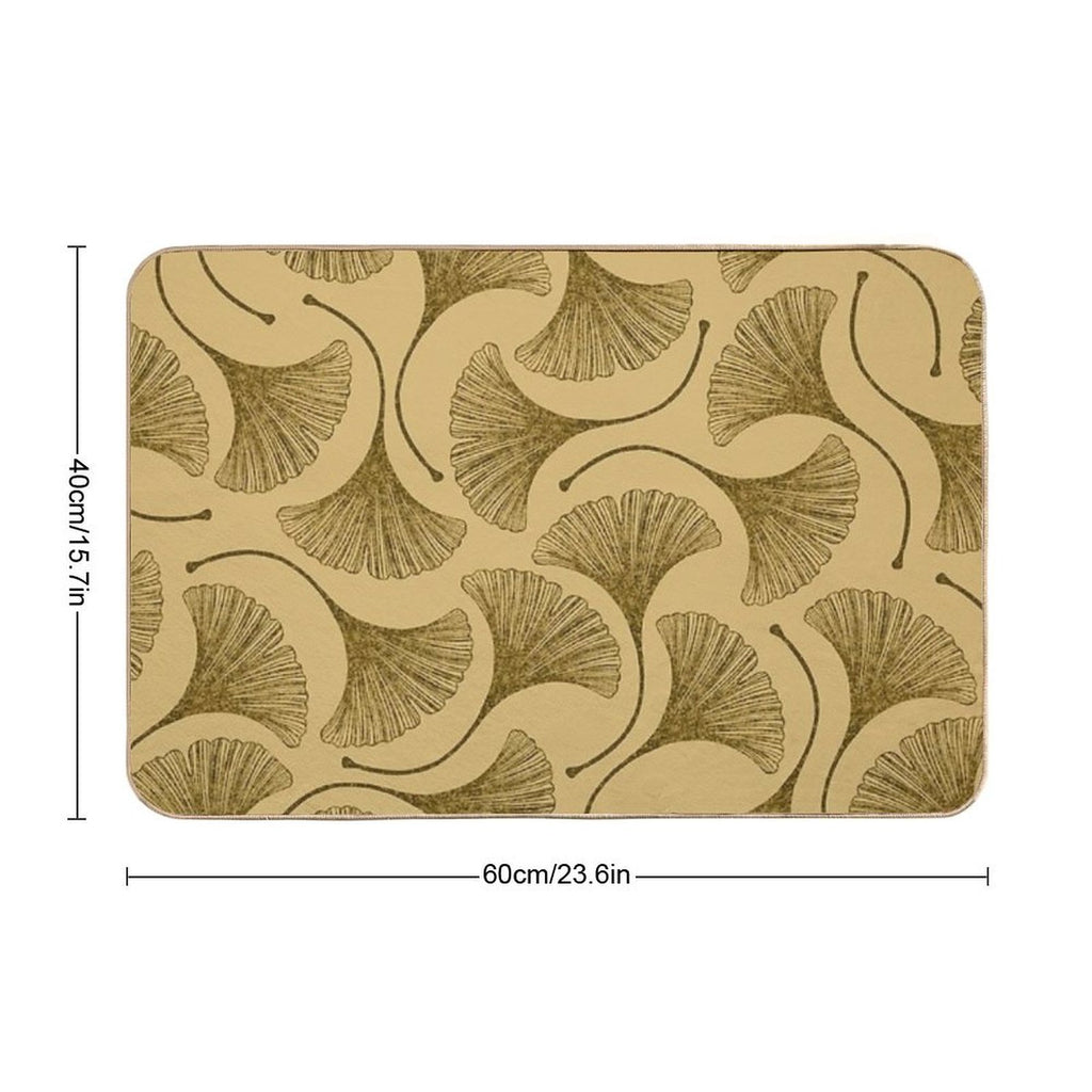 Golden Ginko Leaves  Dirt-Trapping Bath Mat