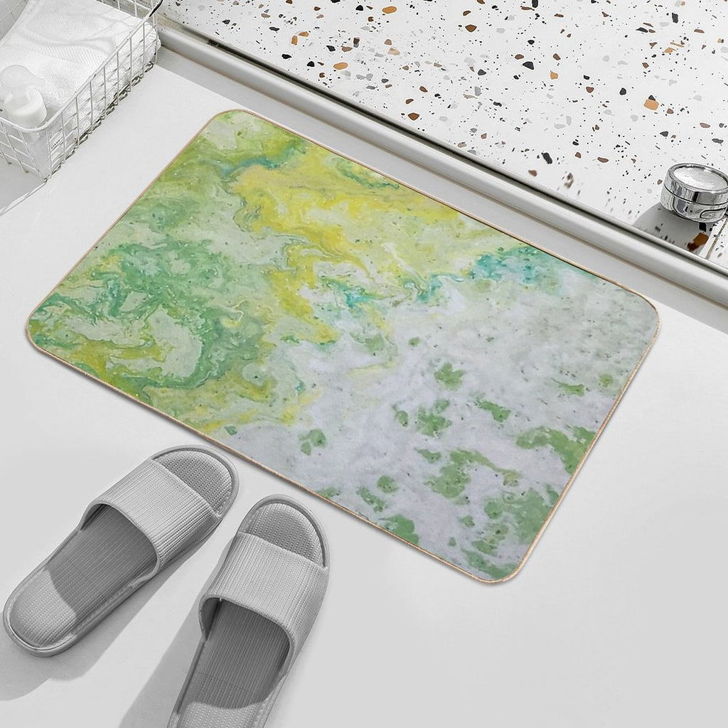Lime Green Yellow Acrylic Abstract  Eco-Friendly Bath Mat