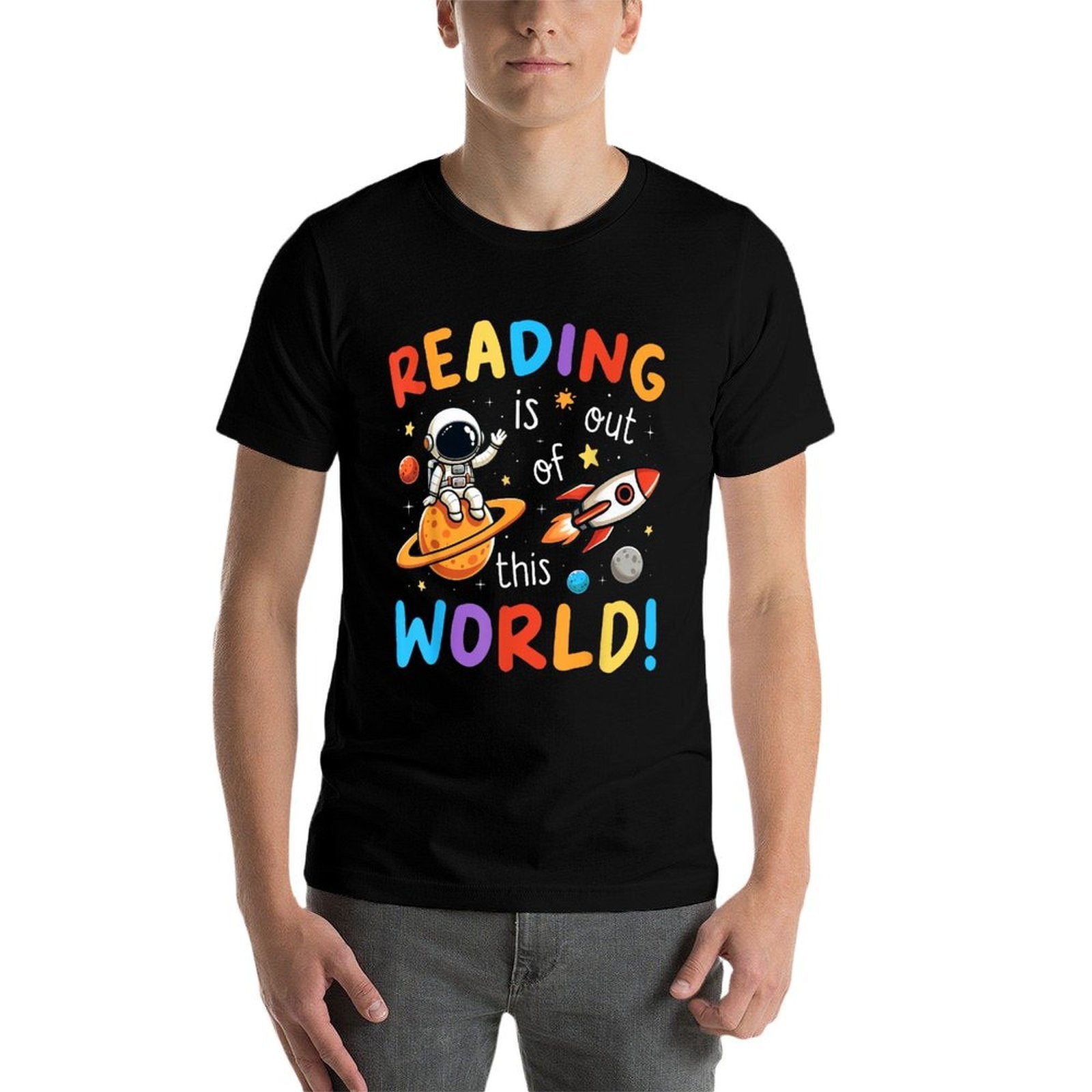 Reading Is Out Of This World Space Funny Books Lover Kids  Rolled Sleeves T-Shirt