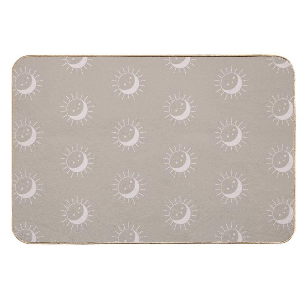 Pretty Sun And Moon Pattern Soft Aesthetic In Muted Colors Light Taupe  Dirt-Trapping Bath Mat